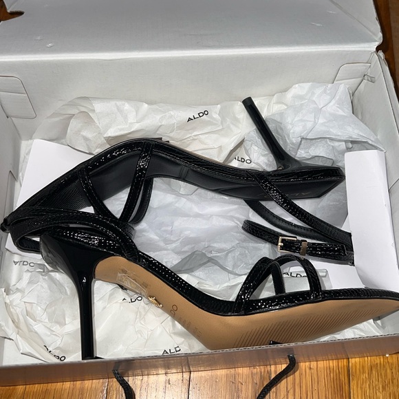Aldo Elegant Adrina Black Strappy Sandals 7.5 - Picture 4 of 9